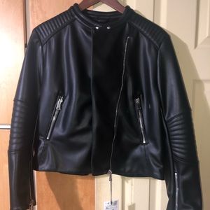 ZARA LEATHER LOOK BIKER JACKET